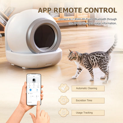 Automatic Self Cleaning Cat Litter Box with App Control Support Wifi, Intelligent Radar Smart Auto Litter Box with Liner