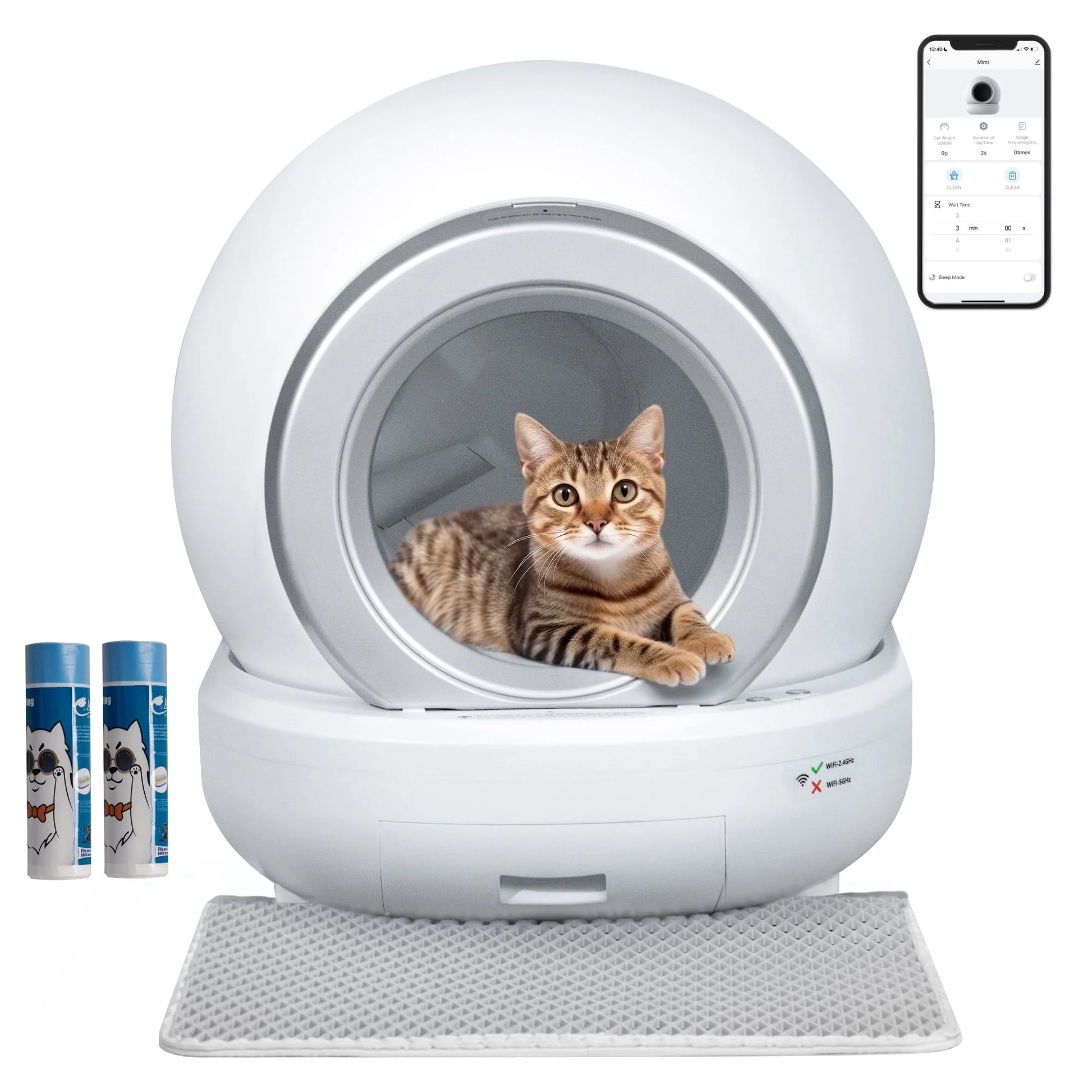 Automatic Self Cleaning Cat Litter Box with App Control Support Wifi, Intelligent Radar Smart Auto Litter Box with Liner