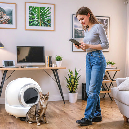 Automatic Self Cleaning Cat Litter Box with App Control Support Wifi, Intelligent Radar Smart Auto Litter Box with Liner